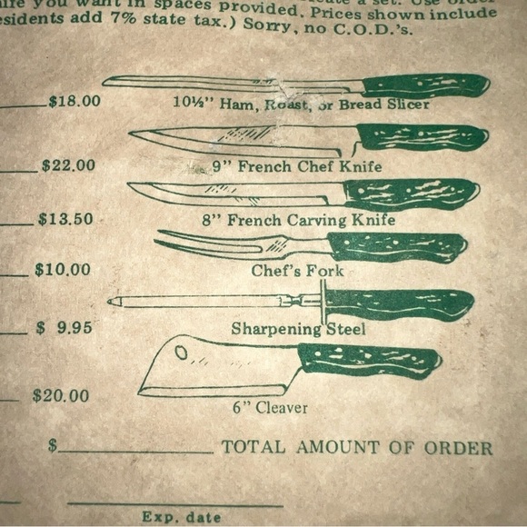 Vintage Set of 5 Wood Handle MAXAM Steel Kitchen Knife Set Plus Bonus Sharpener - Picture 9 of 10